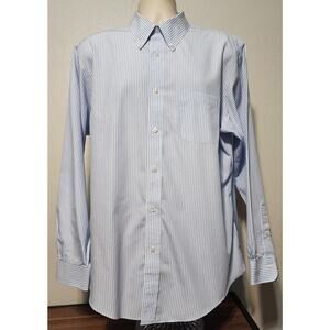 Brooks Brothers Regent Long Sleeve Button-down Dress Shirt Size XL Striped Blue
